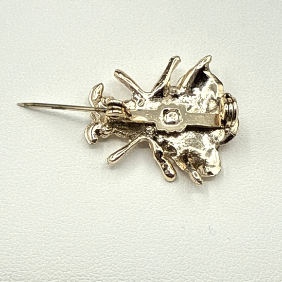Vintage Brooch Honey Bee Gold Tone Blue Rhinestone Eyes Pin - Picture 3 of 6